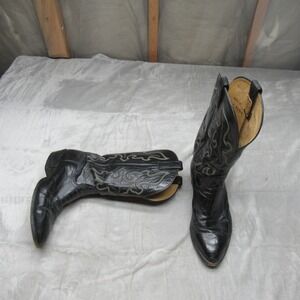 Hondo Mens Boots 10D Blk Genuine Ostrich Cowboy Formal Western Embroider VTG USA